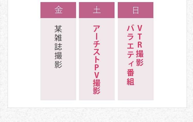 樋渡さんの一週間のスケジュール金～日